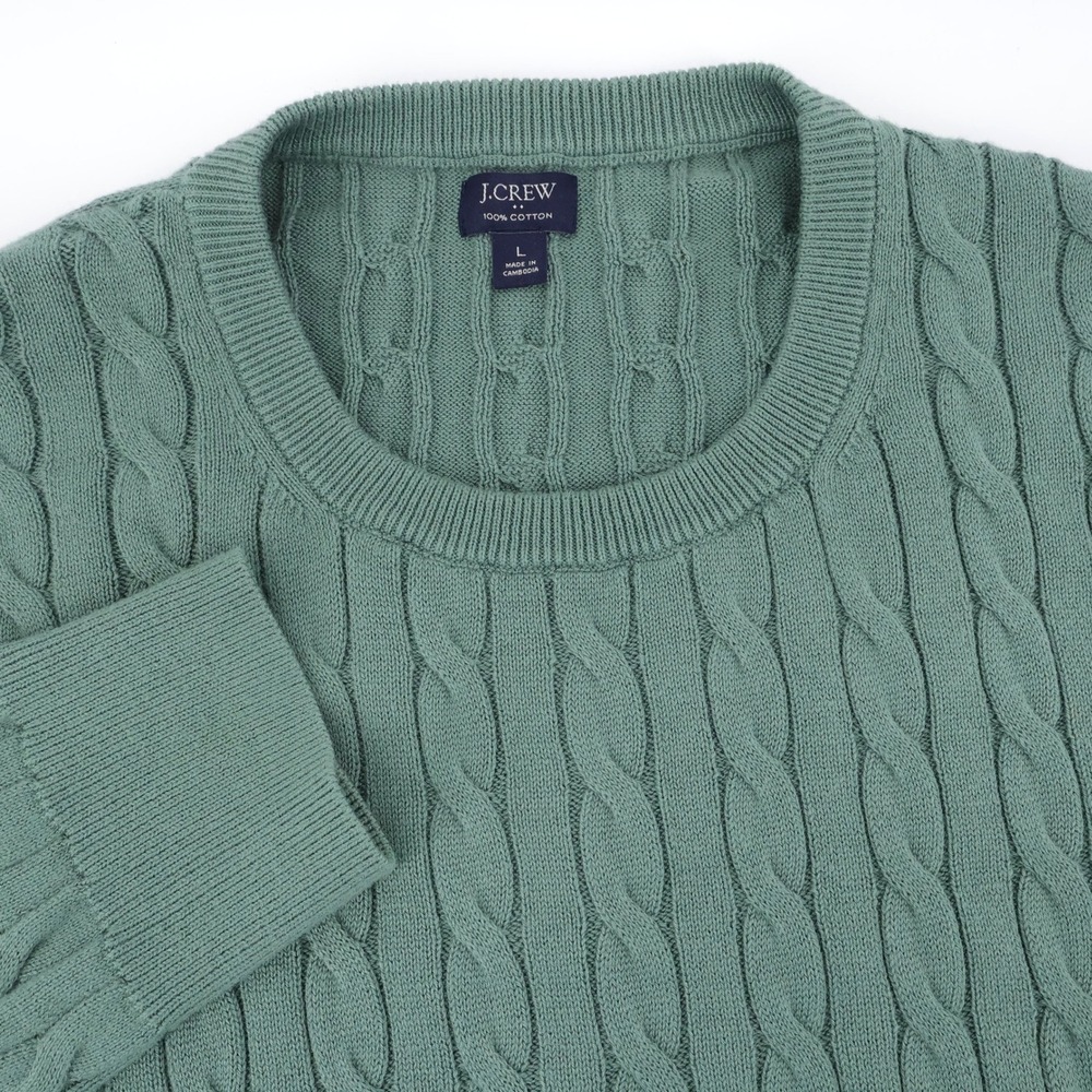J.Crew Cable Knit Rope Sweater Sage Green Long Sleeve Mens Large